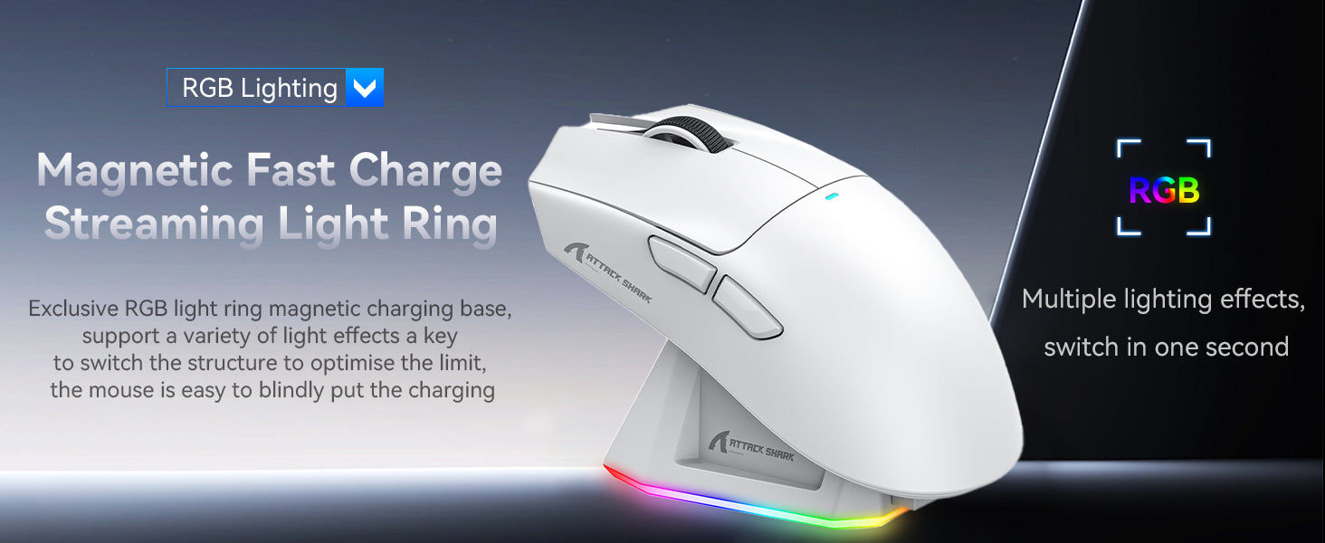 Attackshark X11 Wireless Gaming Mouse - High-Precision RGB, Ergonomic Design, and Customizable DPI for Gamers in Pakistan | Vortex Gears