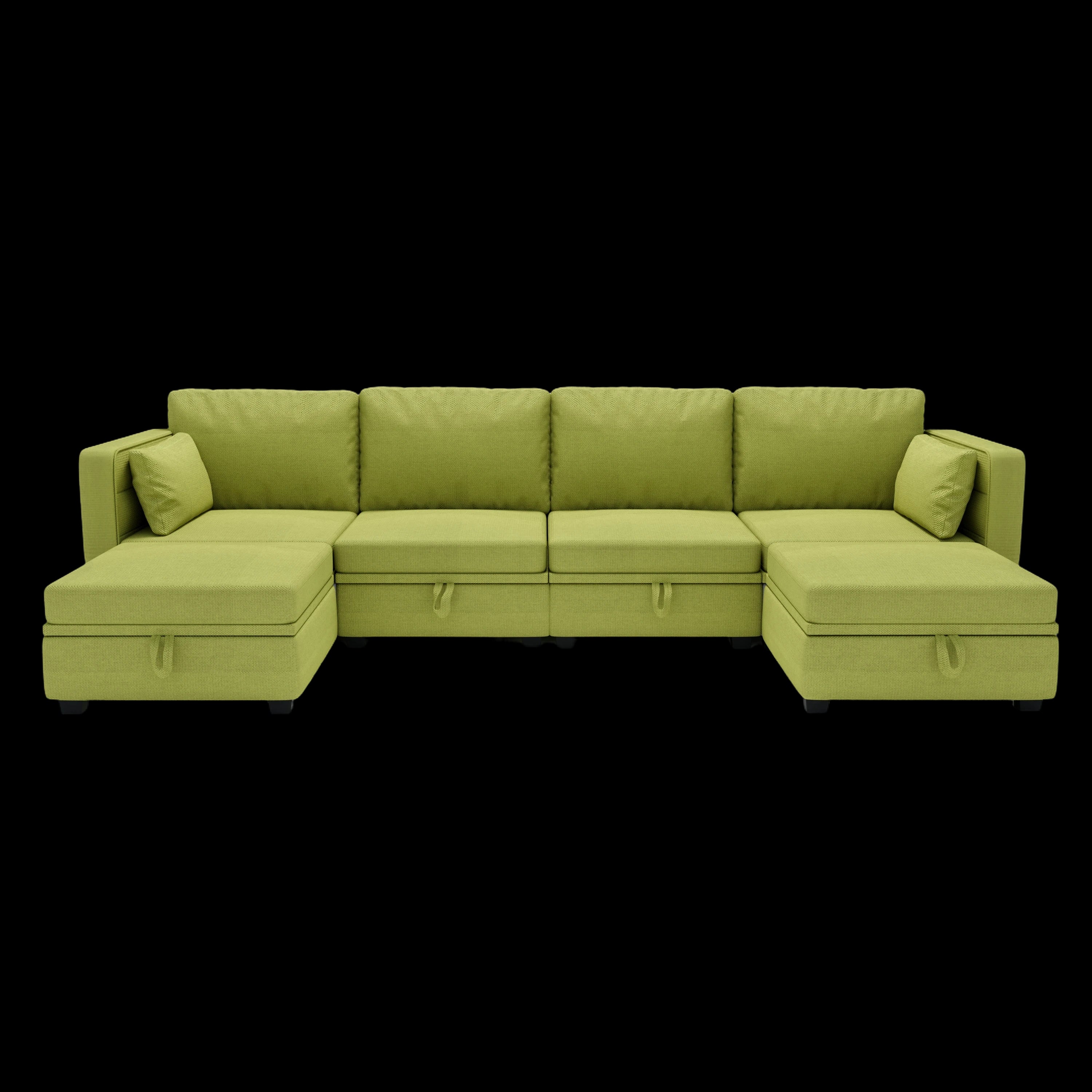 U-Shape Modular Sectional with Reversible Chaise and Storage Seats