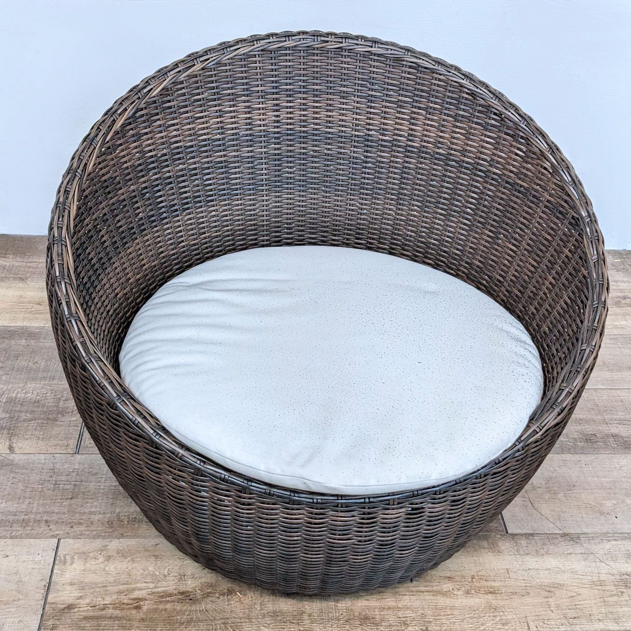 Pottery Barn Torrey Wicker Papasan Swivel Lounge Chair