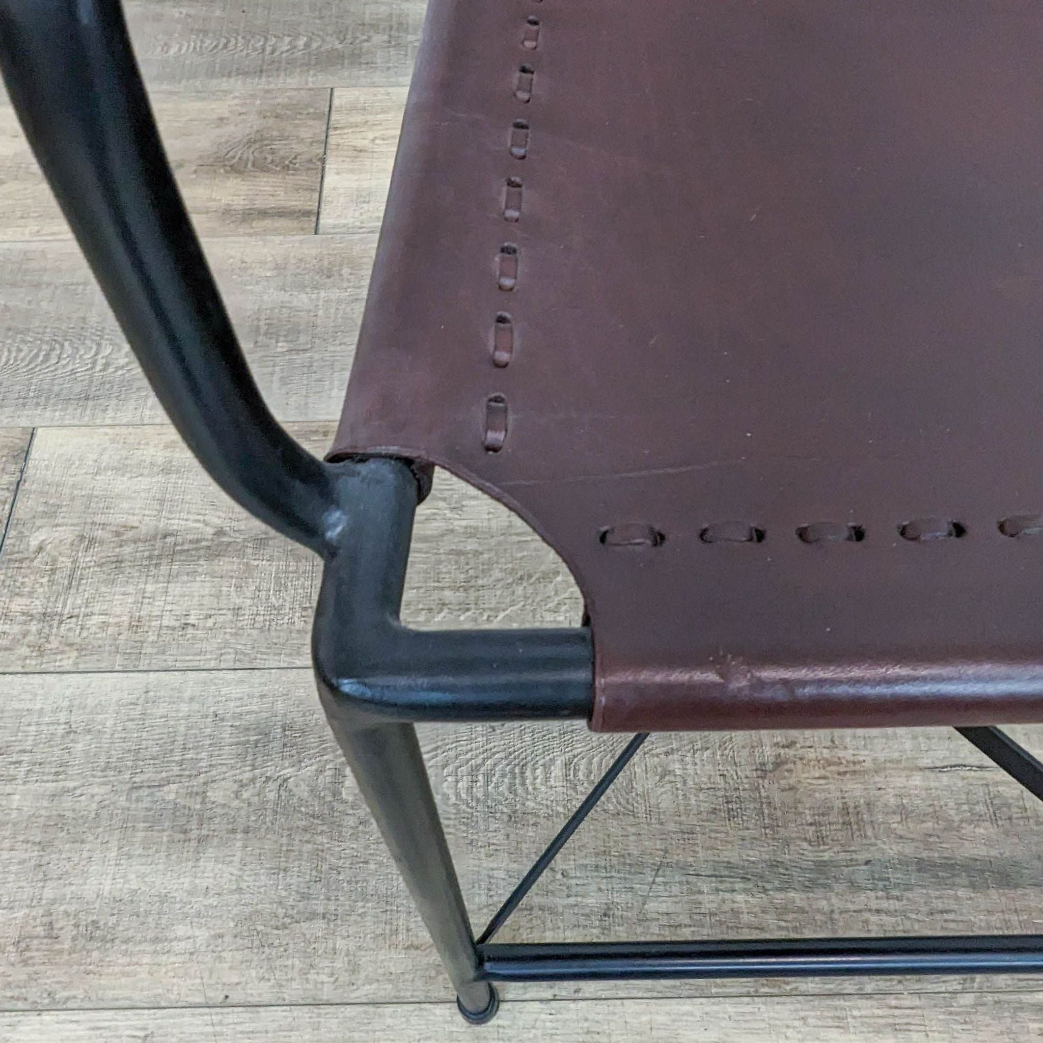 Crate & Barrel Laredo Brown Leather Counter Stool