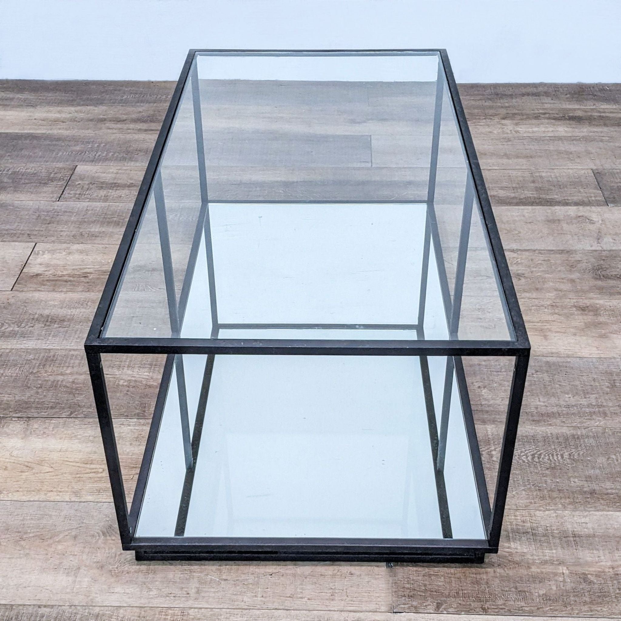 Glass Top Coffee Table with Mirrored Shelf