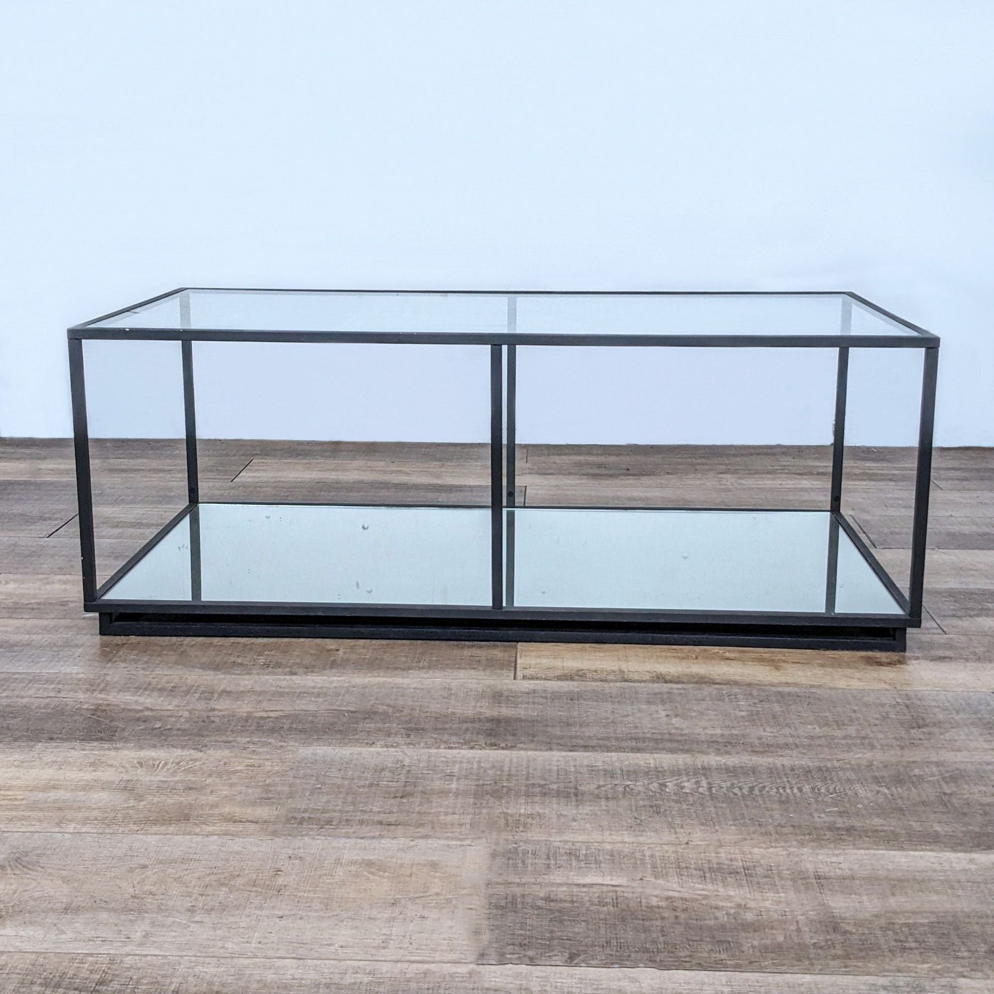 Glass Top Coffee Table with Mirrored Shelf