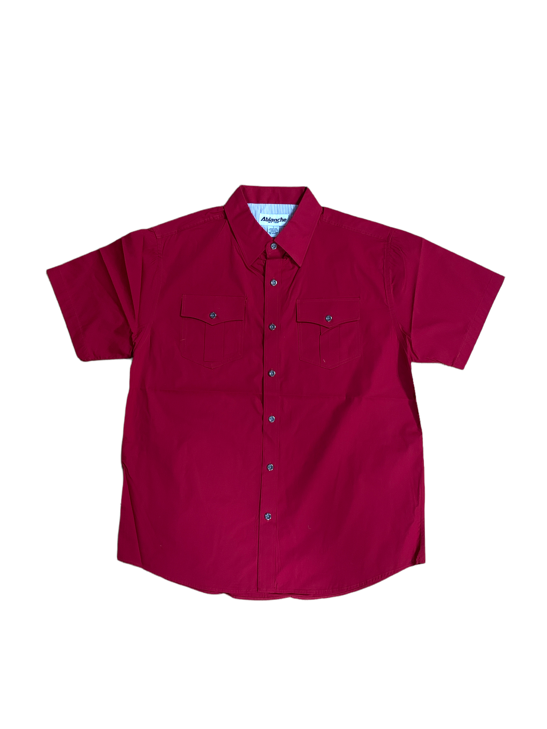 Solid Short Sleeve Button Up Ablanche 8AS138