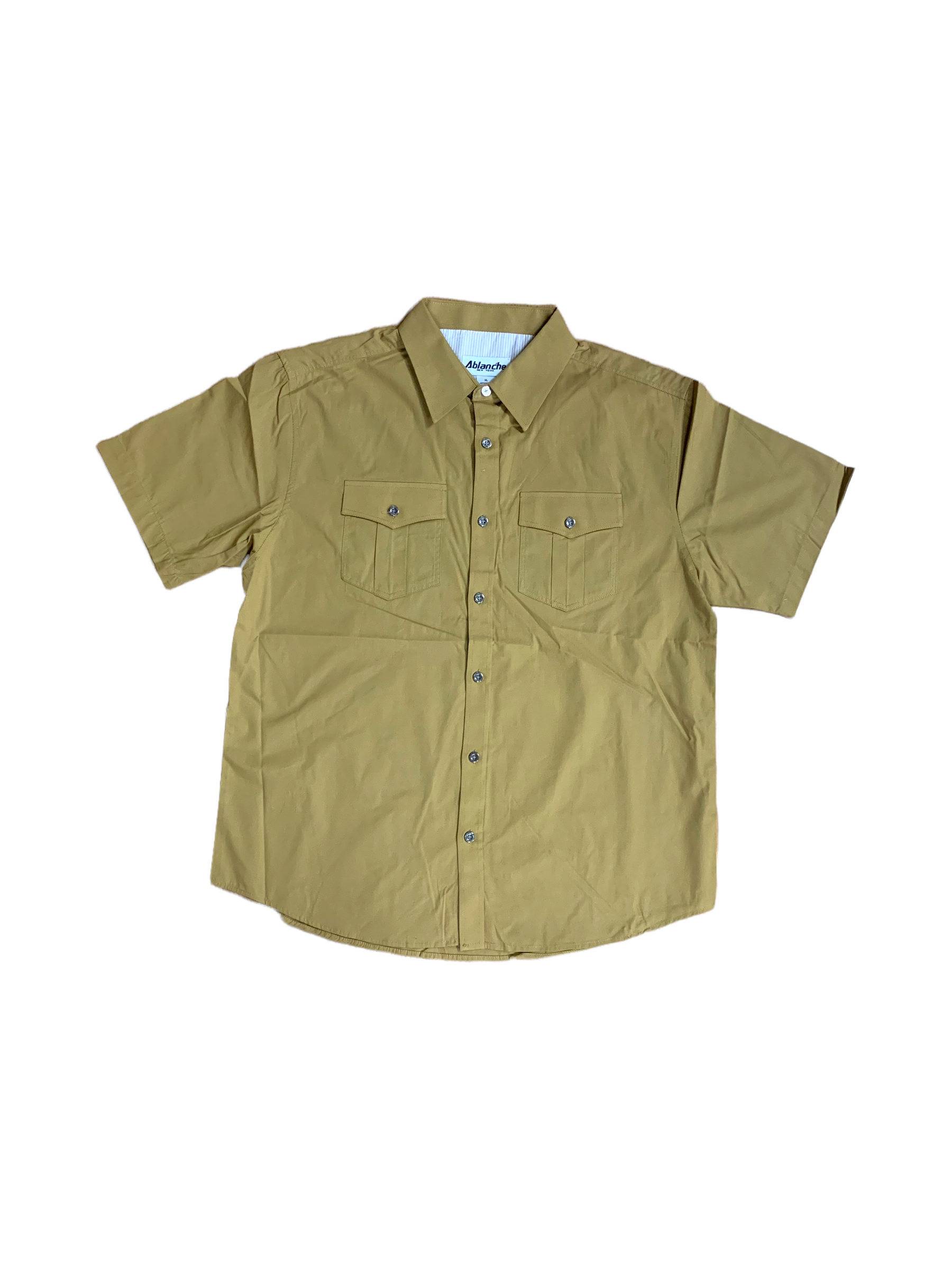 Solid Short Sleeve Button Up Ablanche 8AS138