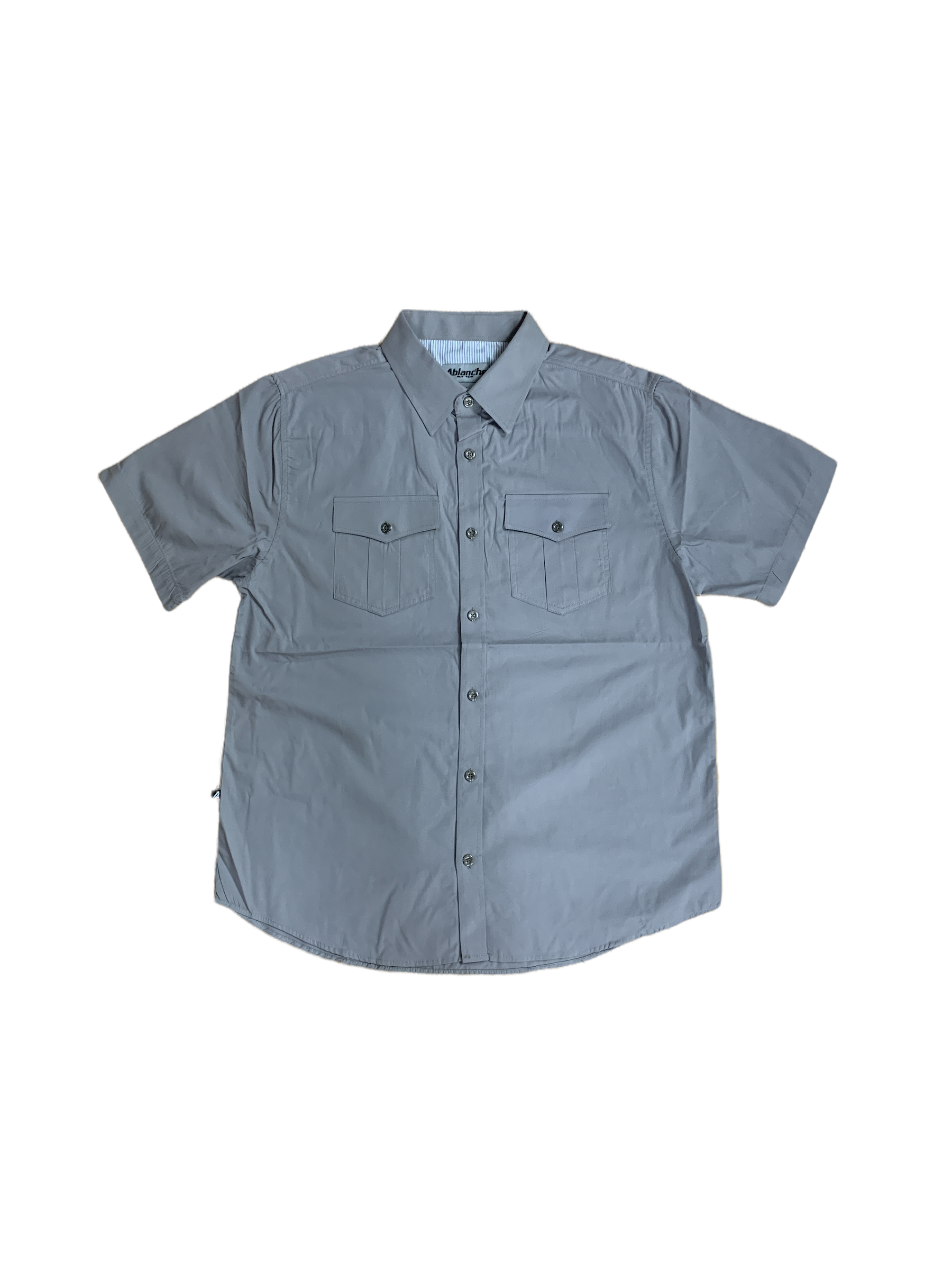 Solid Short Sleeve Button Up Ablanche 8AS138