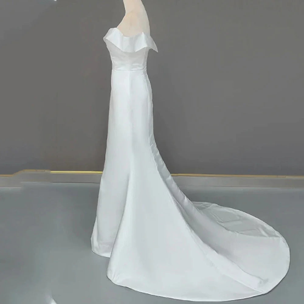 PERFECT Elegant V-Neck Mermaid Wedding Dresses Off The Shoulder Backless Bridal Gowns Custom Made Sweep Train Vestidos De Novia