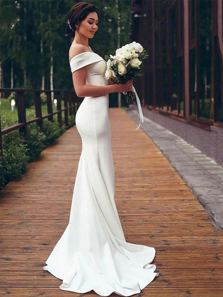PERFECT Elegant V-Neck Mermaid Wedding Dresses Off The Shoulder Backless Bridal Gowns Custom Made Sweep Train Vestidos De Novia
