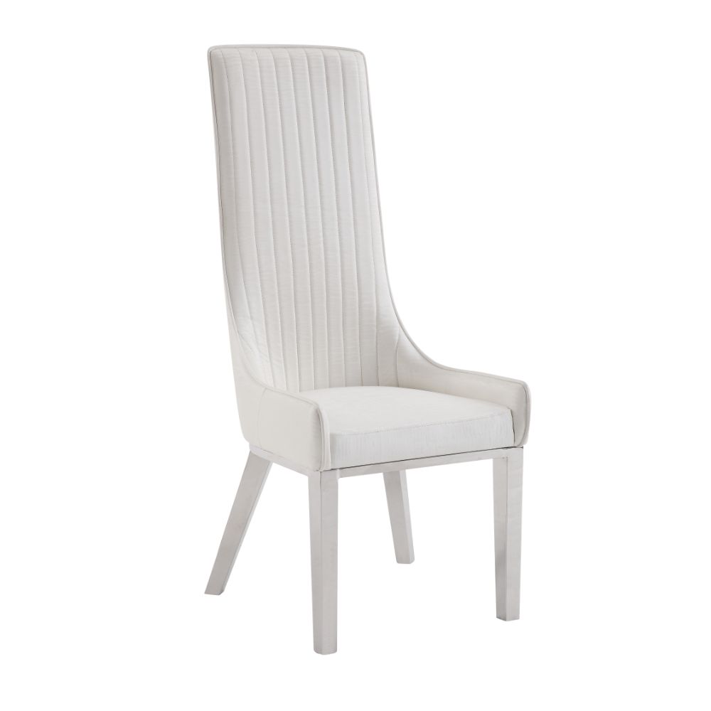 ACME Gianna Ivory PU & Stainless Steel Gianna Side Chair (Set-2) Model 72473