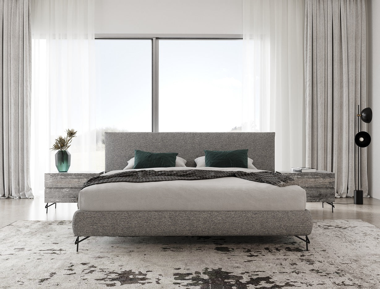 Nova Domus Aria Italian Modern Multi Grey EK Bed and Two Nightstands