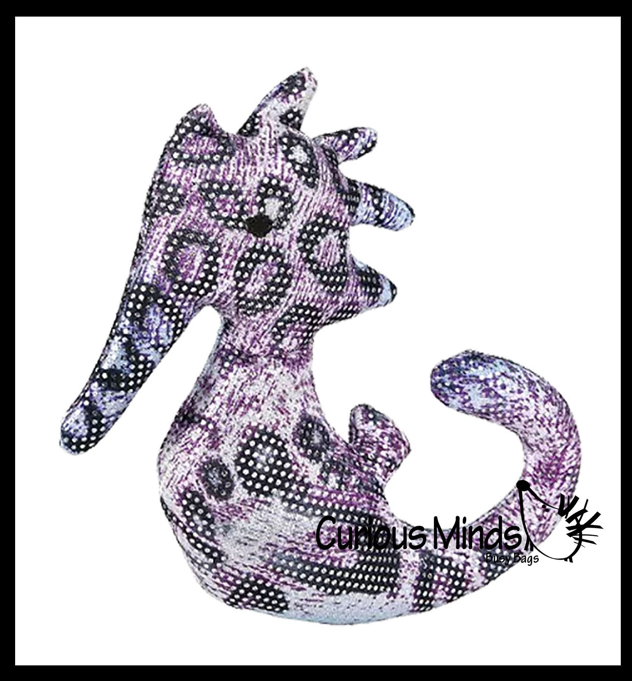 Seahorse Sand Filled Animal Toy - Heavy Weighted Sandbag Animal Plush Bean Bag Toss - Shimmering Glitter