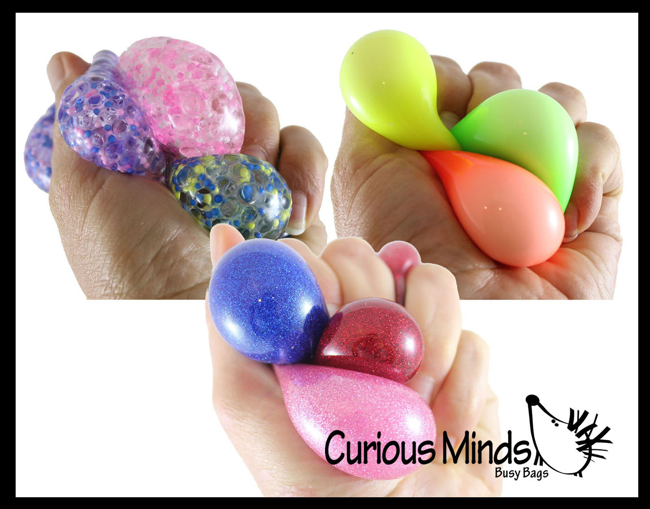 Set of 9 Mini Stress Balls - 3 Different Styles in 3 Packs - of Small Amazing 1.5