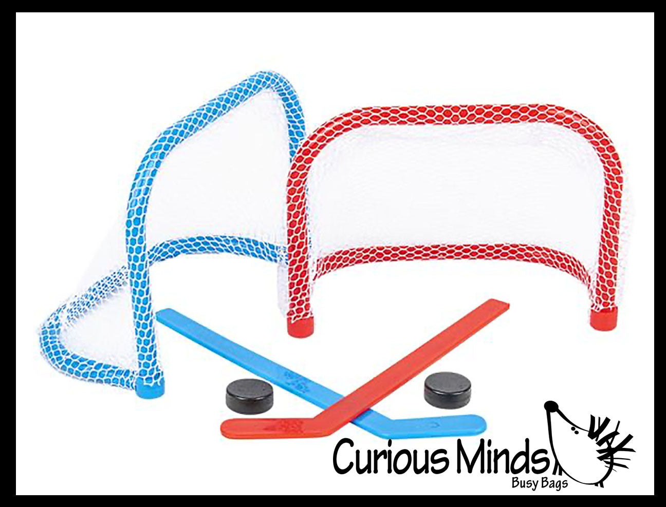 Mini Tabletop Hockey Game - Mini Goal Nets, Pucks, and Sticks