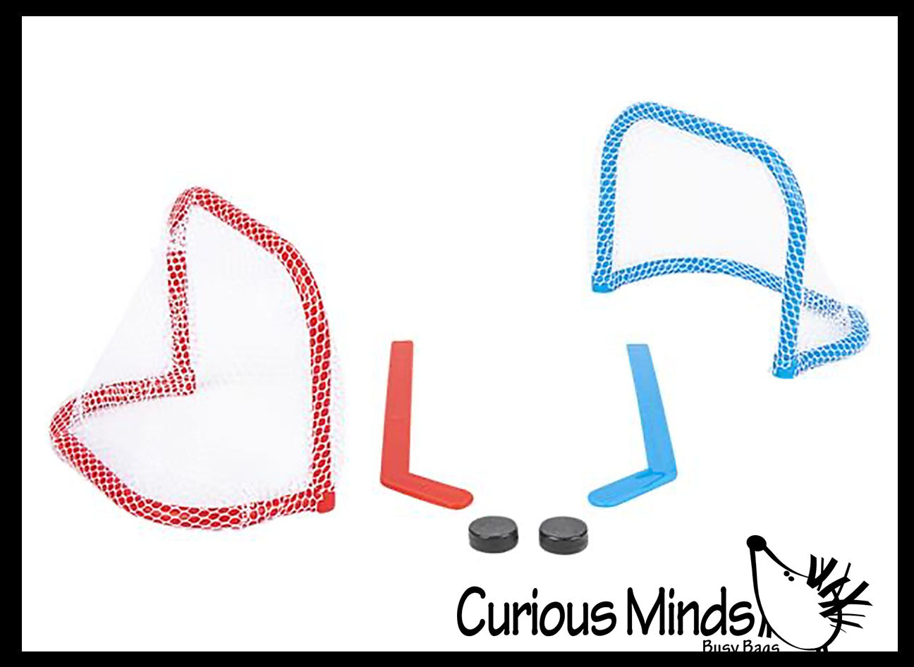 Mini Tabletop Hockey Game - Mini Goal Nets, Pucks, and Sticks