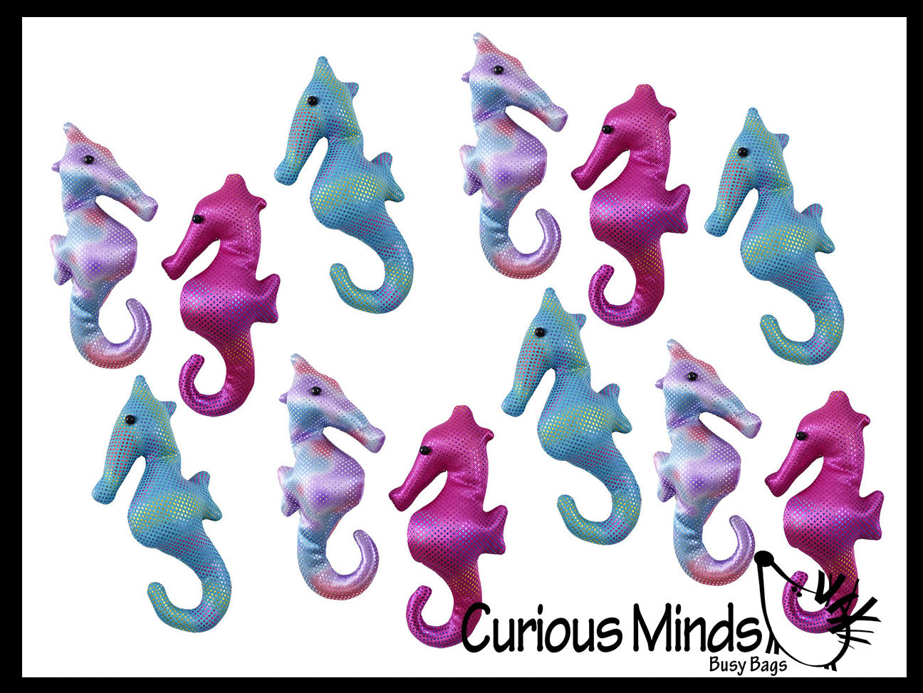 Seahorse Sand Filled Animal Toy - Heavy Weighted Sandbag Animal Plush Bean Bag Toss - Shimmering Glitter