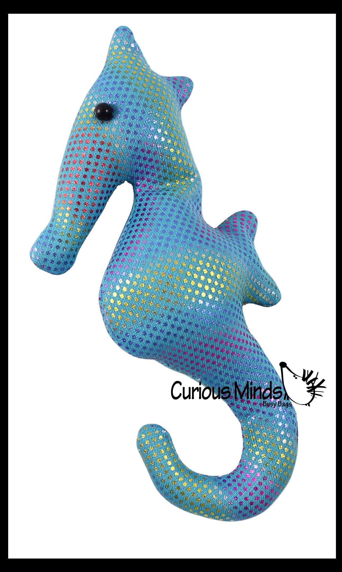 Seahorse Sand Filled Animal Toy - Heavy Weighted Sandbag Animal Plush Bean Bag Toss - Shimmering Glitter