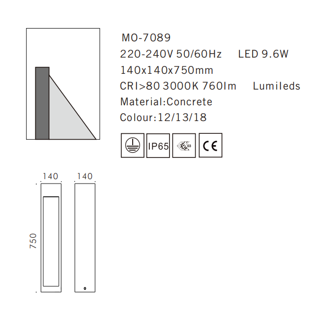 MO-7089 Cement Outdoor Bollard Lamp