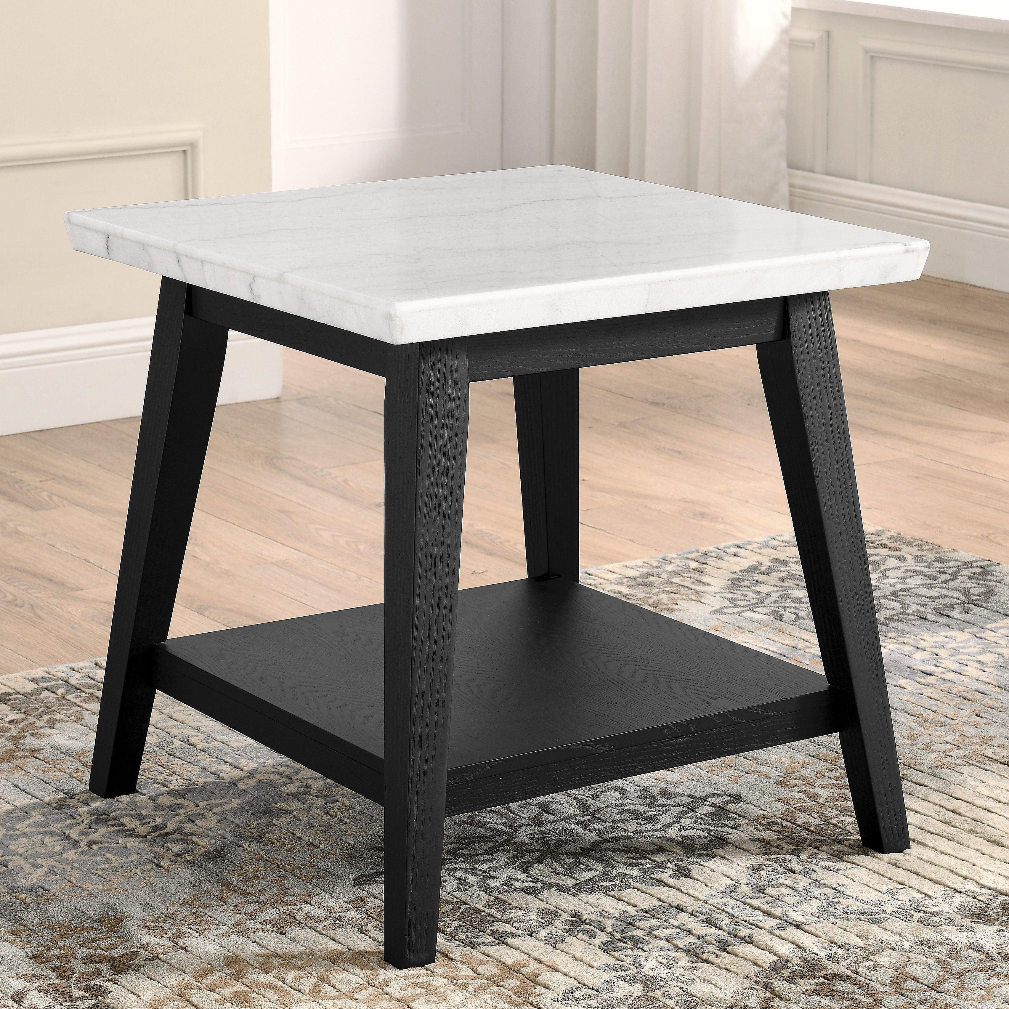 Vida - Marble End Table - Black / White