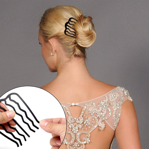6Pcs Hair Side Combs, Hair Fork Clips, Hair Pins Combs, French Twist Updo Hair Accessories Combs, U-Shape Teeth Hair Styling Combs Tool for Vintage Hairstyle Women Girls Bun