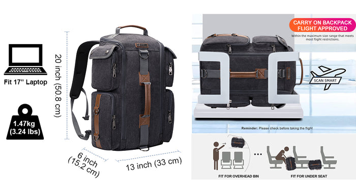 Man carrying WITZMAN canvas travel backpack