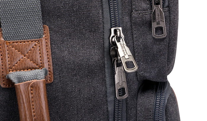 WITZMAN backpack metal hardware and zipper detail