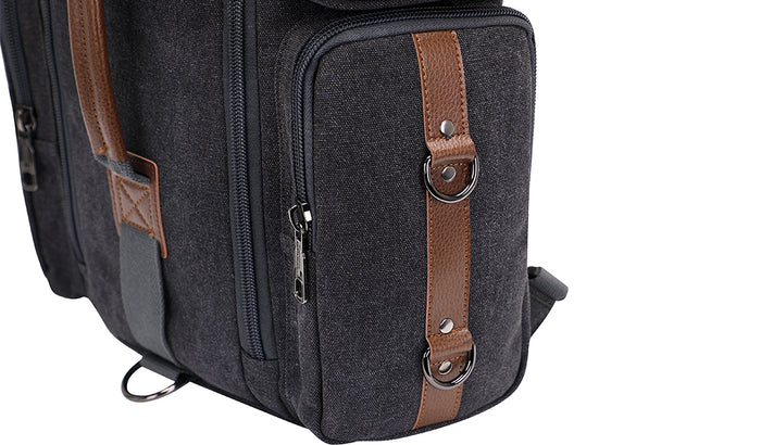 WITZMAN canvas backpack practical exterior pocket