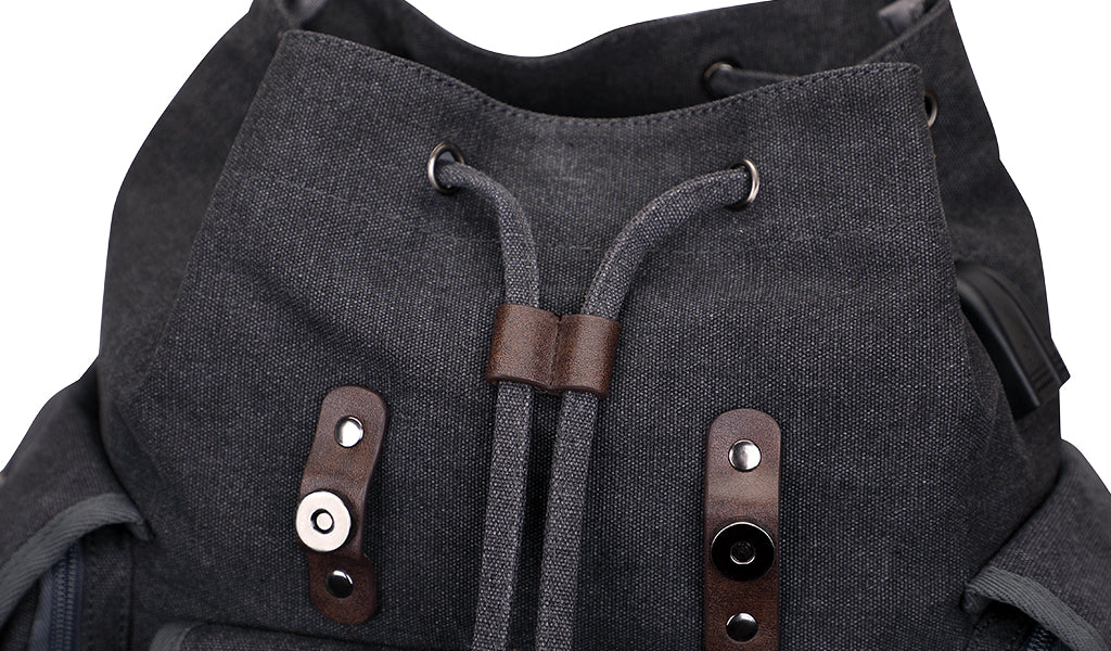 Canvas-Rucksack für Männer, Rucksack mit Kordelzug, Reiserucksack aus Leder, Reisetasche aus Canvas, Canvas-Rucksack für Männer, große Tasche