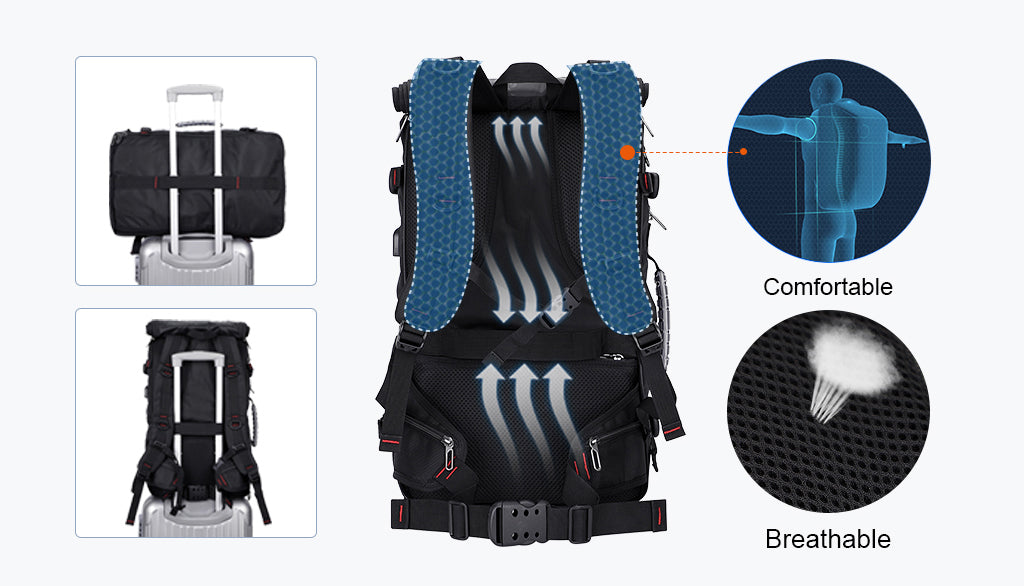 Carry On Travel Backpack for Men Nylon Bag,WITZMAN BAG,duffle bag for travel,large black bag leather duffle bags for men