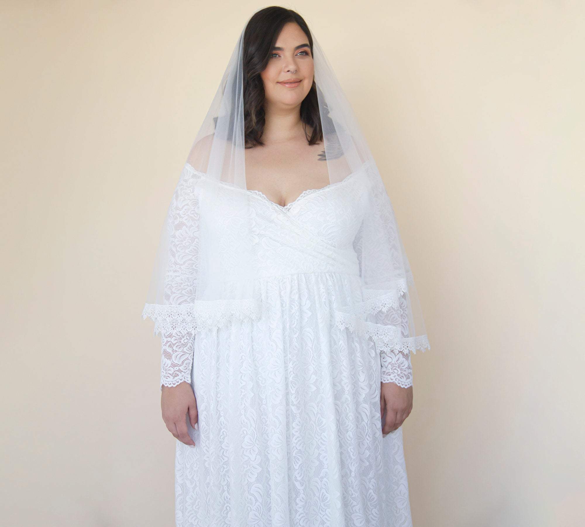 Ivory Tulle Veil, vintage style soft wedding veil, custom length veil 4060