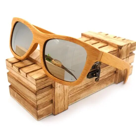 BOBO BIRD 100% Natural Bamboo Wooden Sunglasses Handmade Polarized Mirror Coating Lenses Eyewear With Gift Box