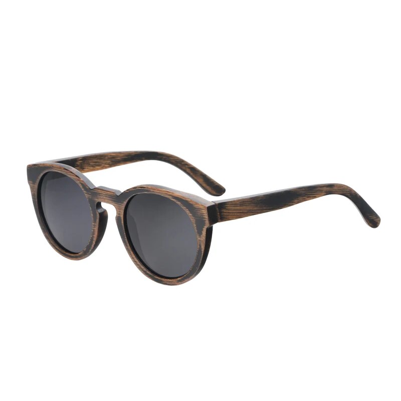 BerWer Round Frame Bamboo Sunglasses 2023 Fashion Wooden Sunglasses Men Women Sunglasses
