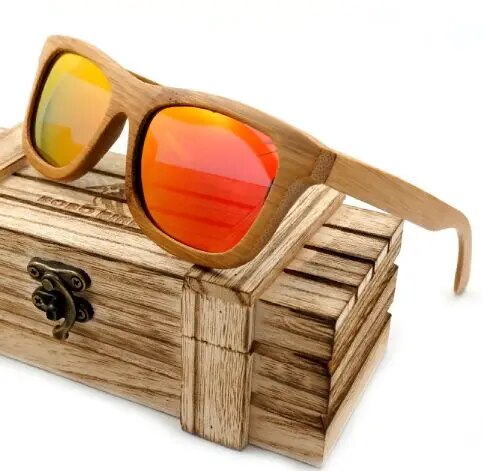 BOBO BIRD 100% Natural Bamboo Wooden Sunglasses Handmade Polarized Mirror Coating Lenses Eyewear With Gift Box