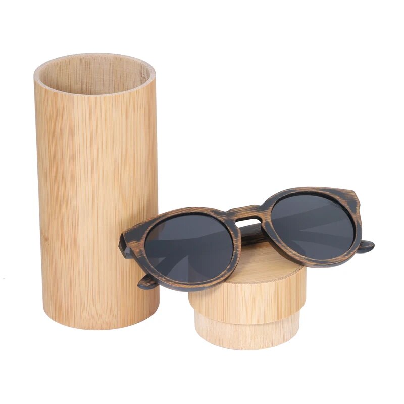 BerWer Round Frame Bamboo Sunglasses 2023 Fashion Wooden Sunglasses Men Women Sunglasses