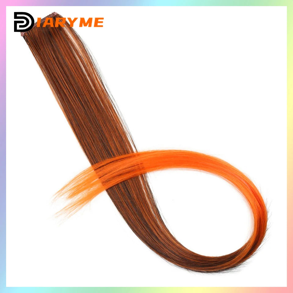 Colorful Hair Extensions Curly One Clip in Synthetic Long Hairpiece For Girls Women Kid Multi-colors Party Highlights Wig Piece