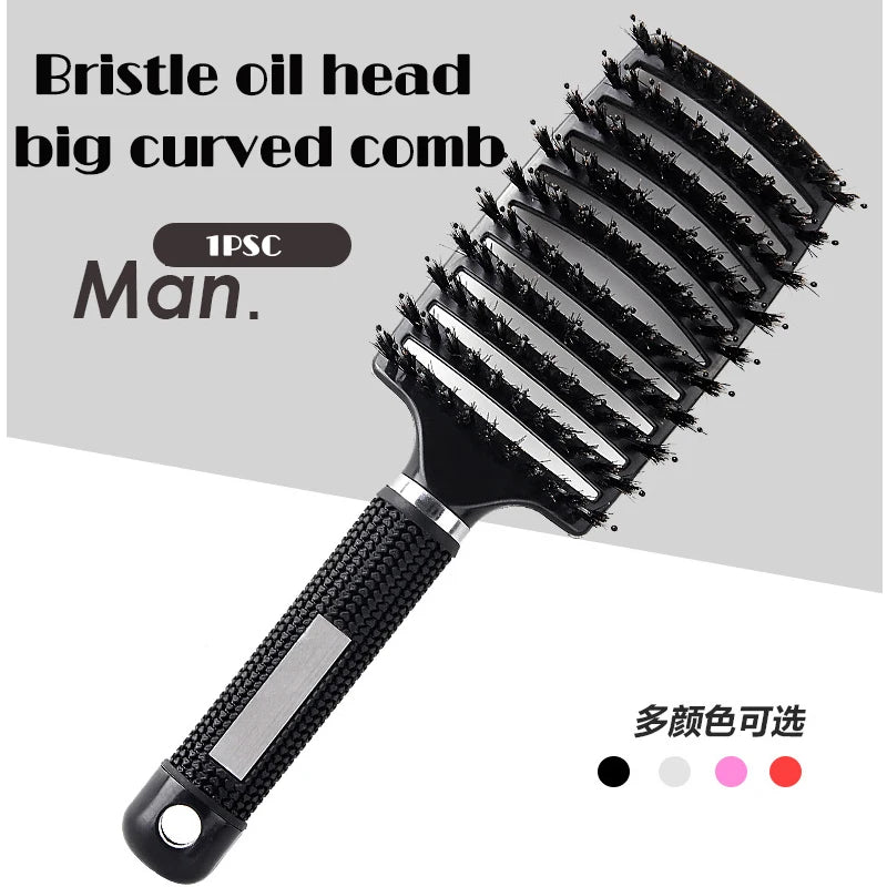 Nylon Bristle Brush Scalp Massage Combs Hair Detangle Brushes Anti-static Paddle Hairbrush Hairdressing Styling Tool