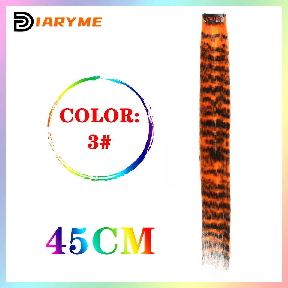 Colorful Hair Extensions Curly One Clip in Synthetic Long Hairpiece For Girls Women Kid Multi-colors Party Highlights Wig Piece