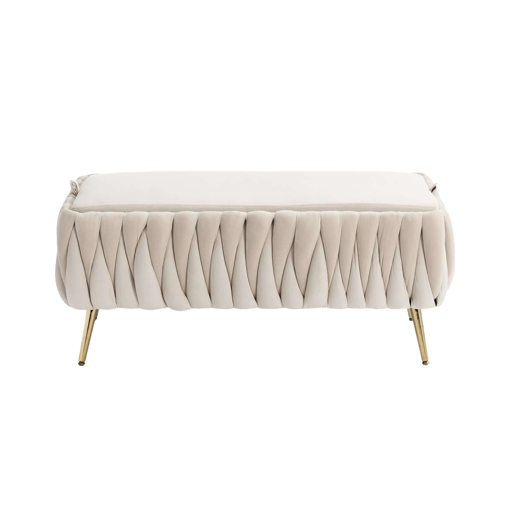 Upholstered Fabric Storage Ottoman Bench with Safety Hinge