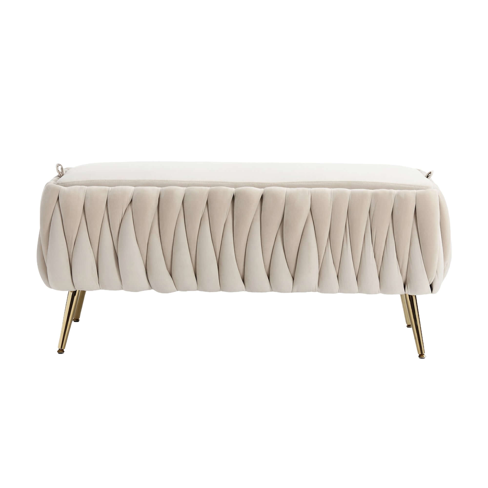 Upholstered Fabric Storage Ottoman Bench with Safety Hinge