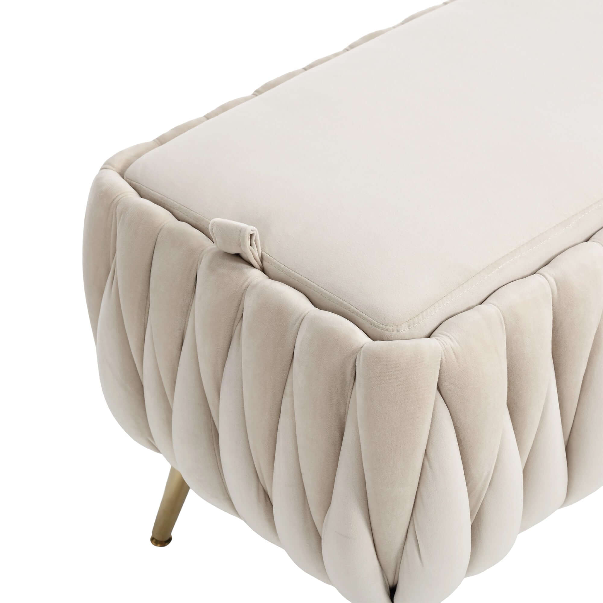 Upholstered Fabric Storage Ottoman Bench with Safety Hinge