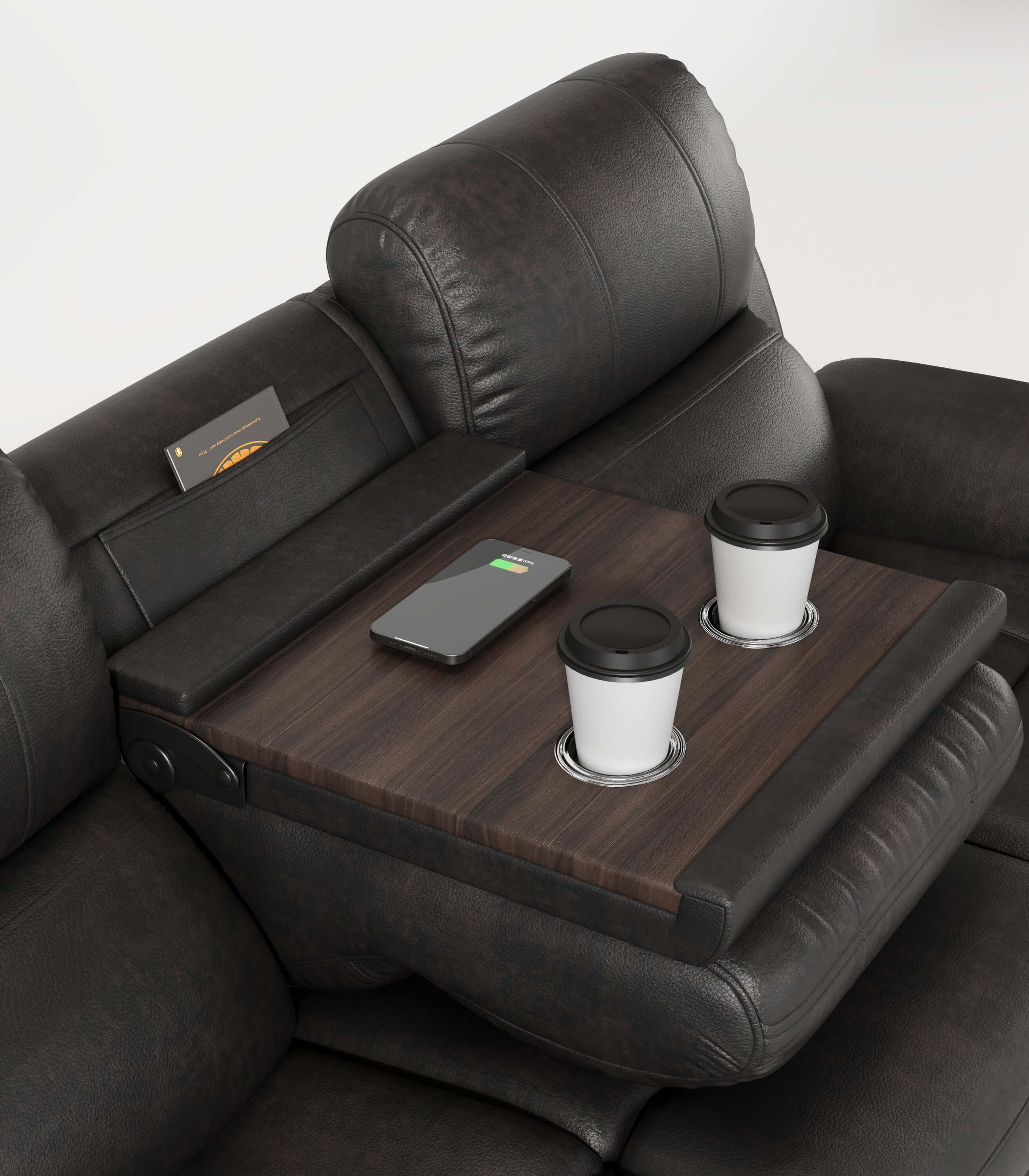 Aria Power Recliner Sofa - Espresso with Wireless Charging