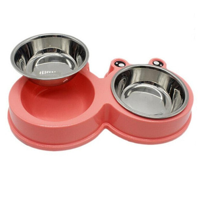 Dual stainless steel pet cat dog Feeding bowl Food