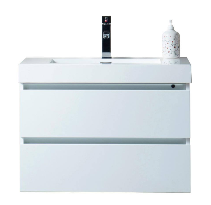 Annecy 30 in. W x 18.5 in. D x 20 in. H Bathroom Wall Hung Vanity in White with Single Basin Vanity Top in White Resin