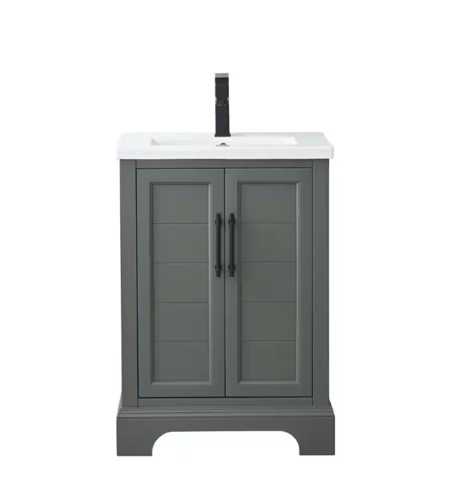 Vannes 24 in. W x 18 in. D x 34.5 in. H Single Sink Bathroom Vanity in Vintage Green with Ceramic Top