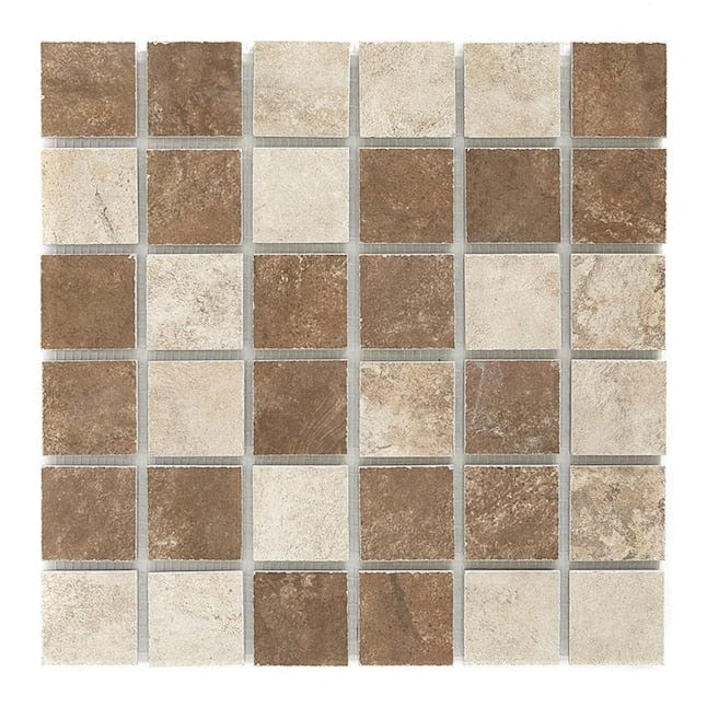 Style Selections Mesa Mixed Rust and Beige- Glazed Porcelain 12-in x 12-in Matte Porcelain Random Stone Look Floor and Wall Tile (0.95-sq. ft/ Piece)