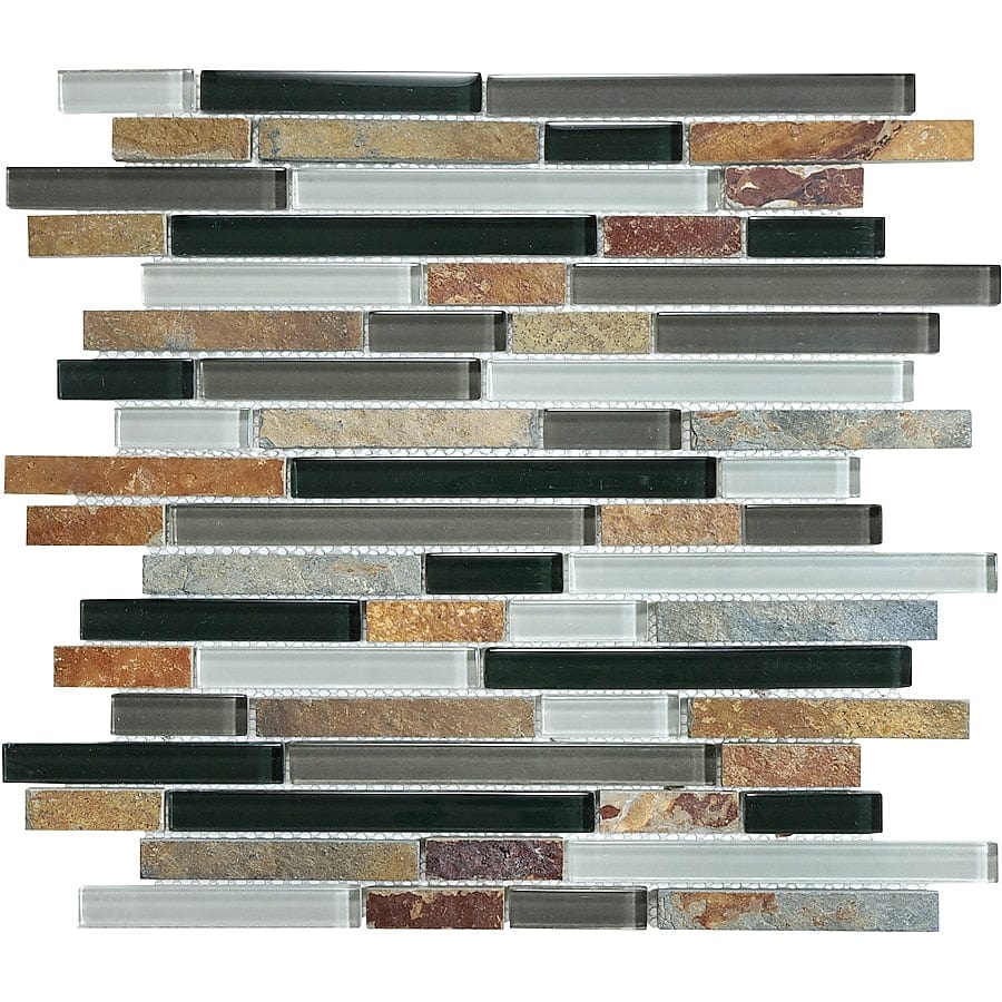 Graphite 12-in x 12-in Multi-finish Glass Linear Stone Look Wall Tile (0.99-sq. ft/ Piece)