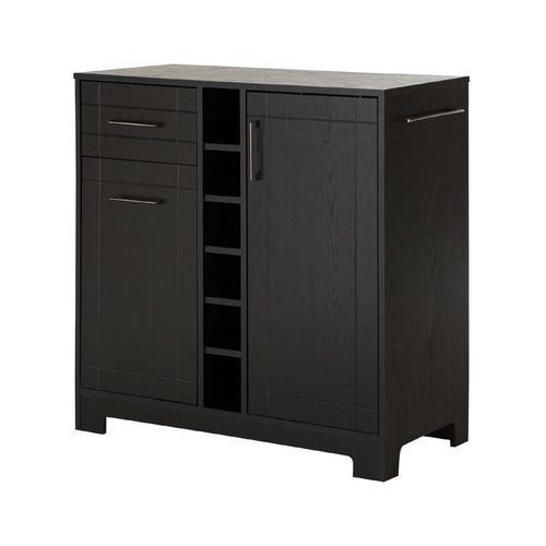 South Shore Furniture Vietti 34.25-in x 36.25-in Black Rectangle Cabinet Bar