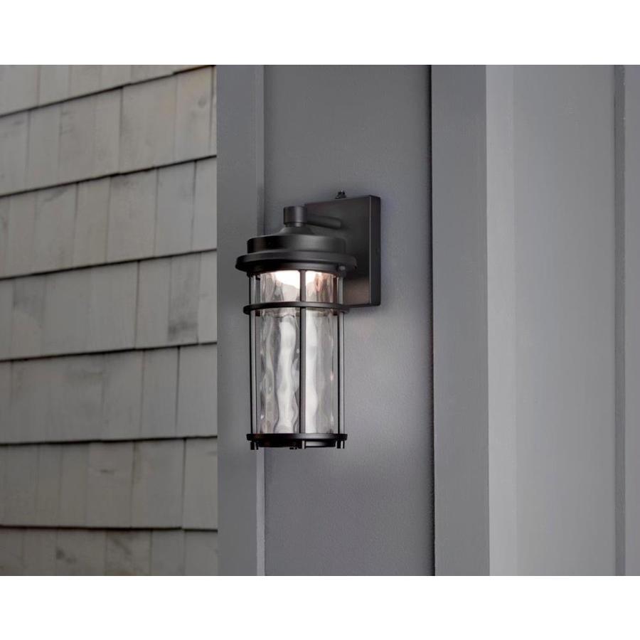 allen + roth Clear Spring 13.5-in H Black LED Outdoor Wall Light