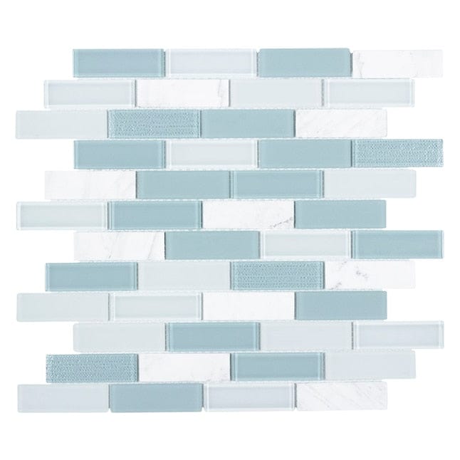 Elida Ceramica Skylight Blended Glass 12-in x 12-in Multi-finish Glass Stone Marble Linear Subway Wall Tile (0.96-sq. ft/ Piece)