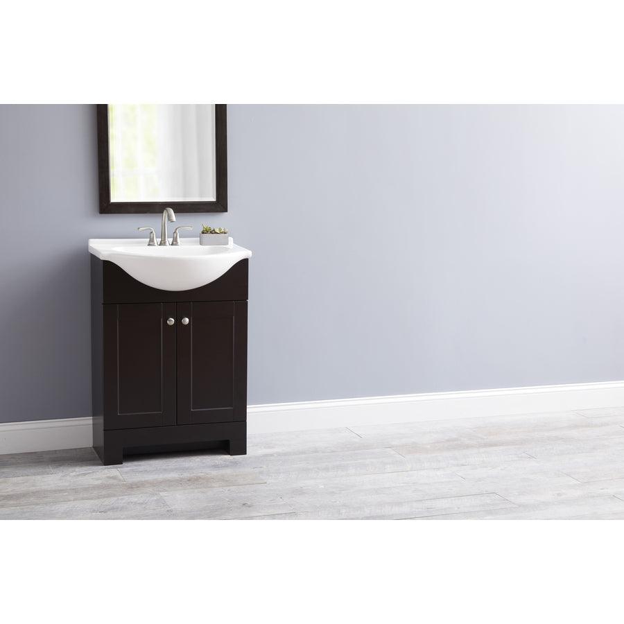 Style Selections Euro 24-in Gray Single Sink Bathroom Vanity with White Cultured Marble Top