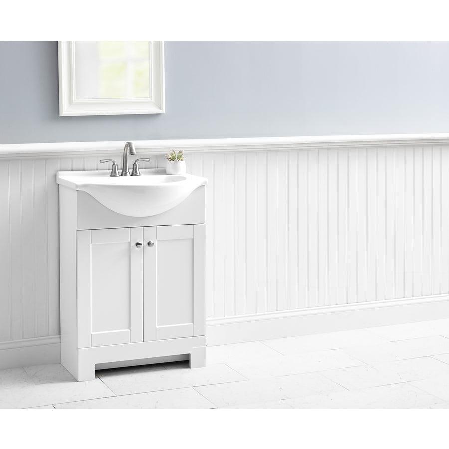 Style Selections Euro 24-in Gray Single Sink Bathroom Vanity with White Cultured Marble Top