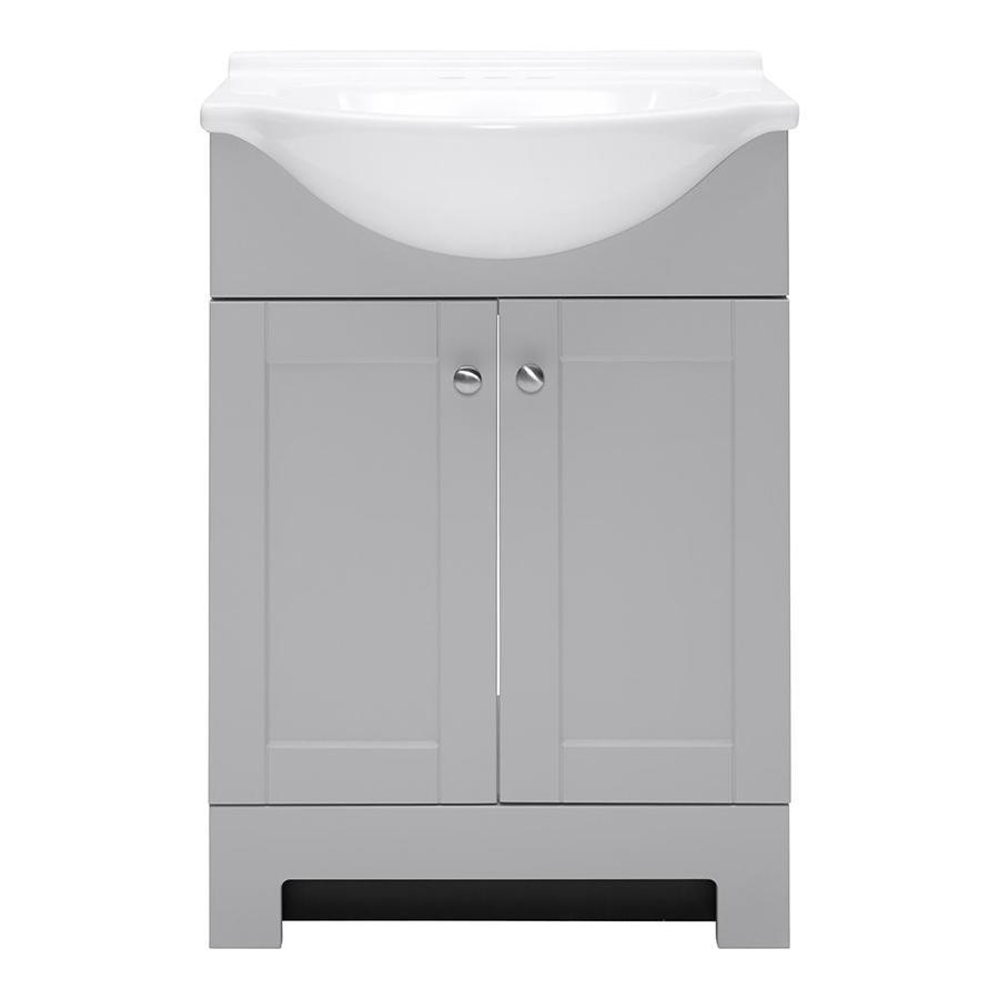 Style Selections Euro 24-in Gray Single Sink Bathroom Vanity with White Cultured Marble Top